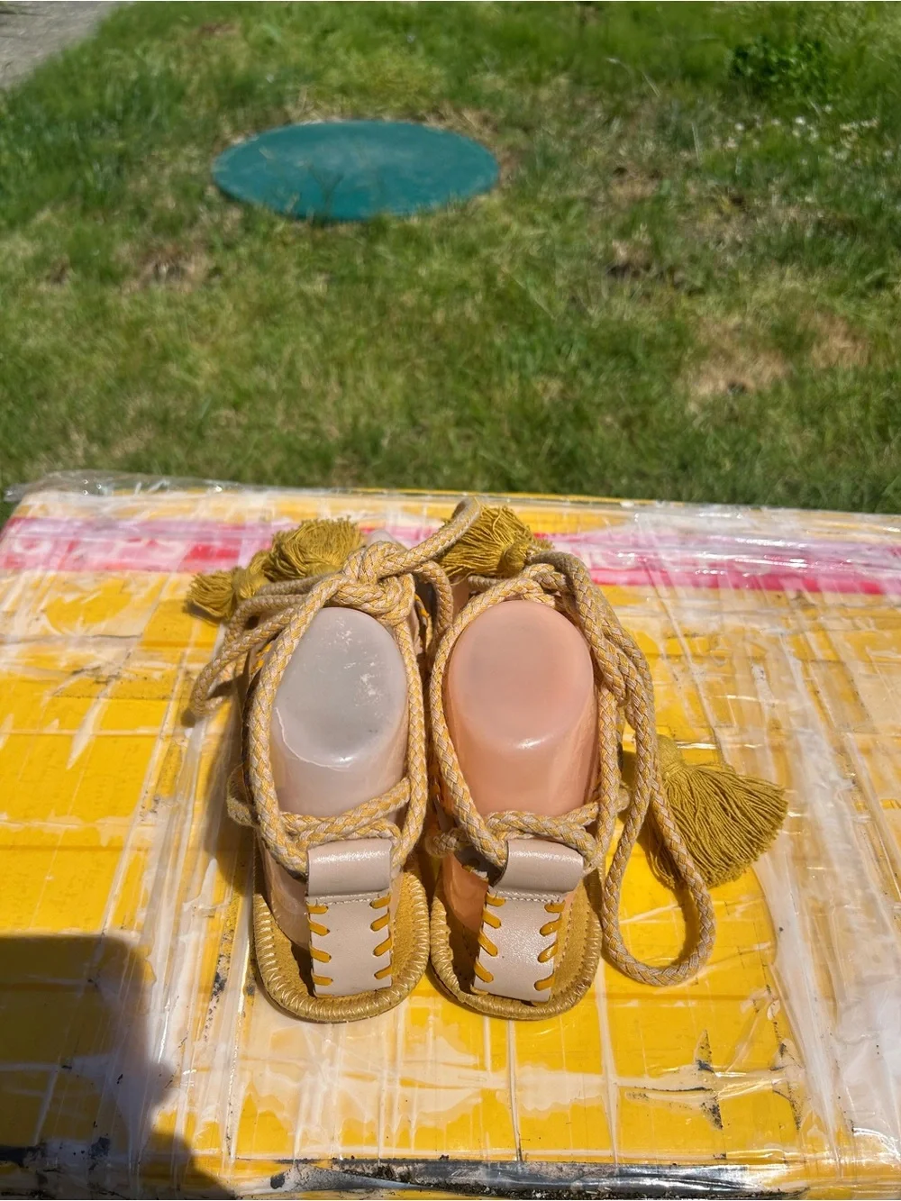 Zara Women’s Tassel Rope Sandals in Mustard Yellow Size 37/7US - Picture 7 of 13